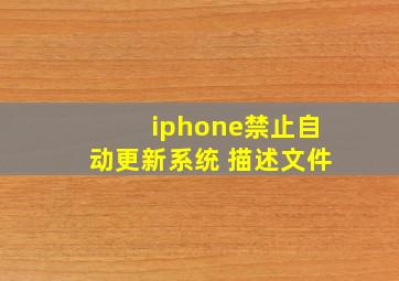 iphone禁止自动更新系统 描述文件